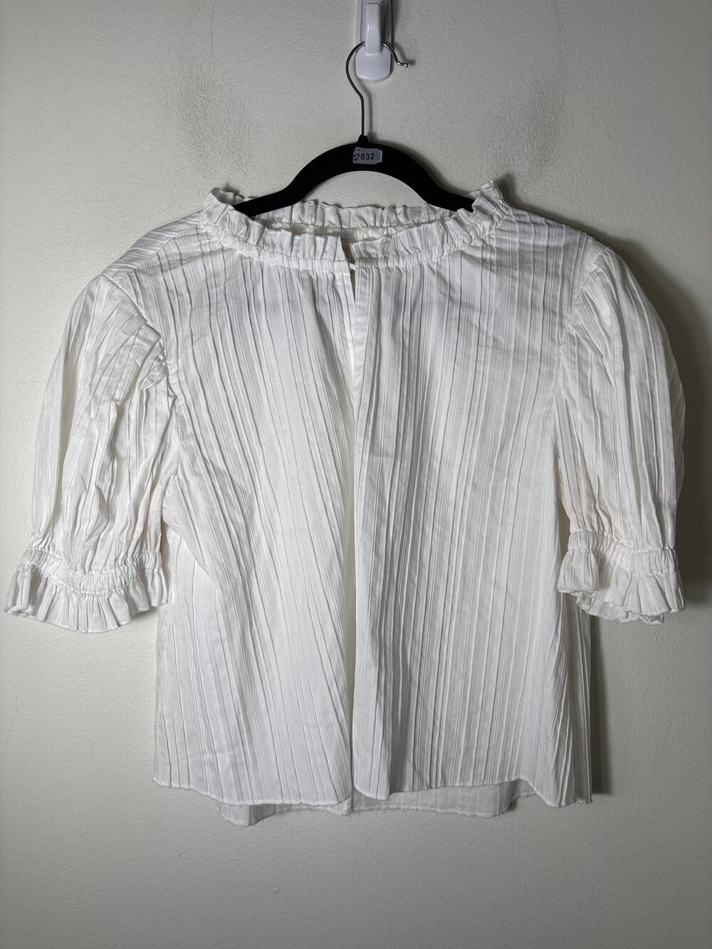 Katherine Kidd White Cotton Seam Pleated Shirt Sz S